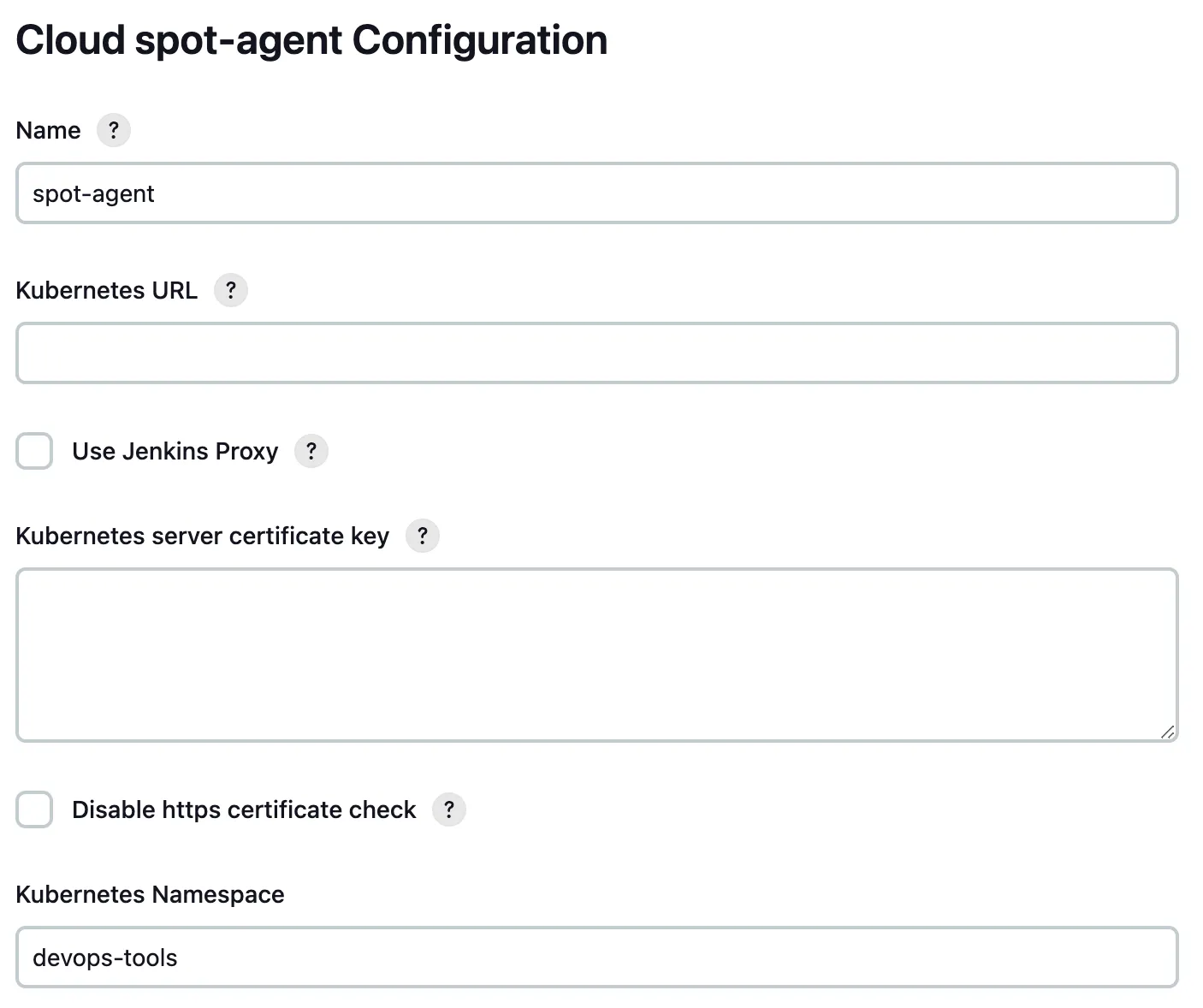 Jenkins Kubernetes cloud configuration